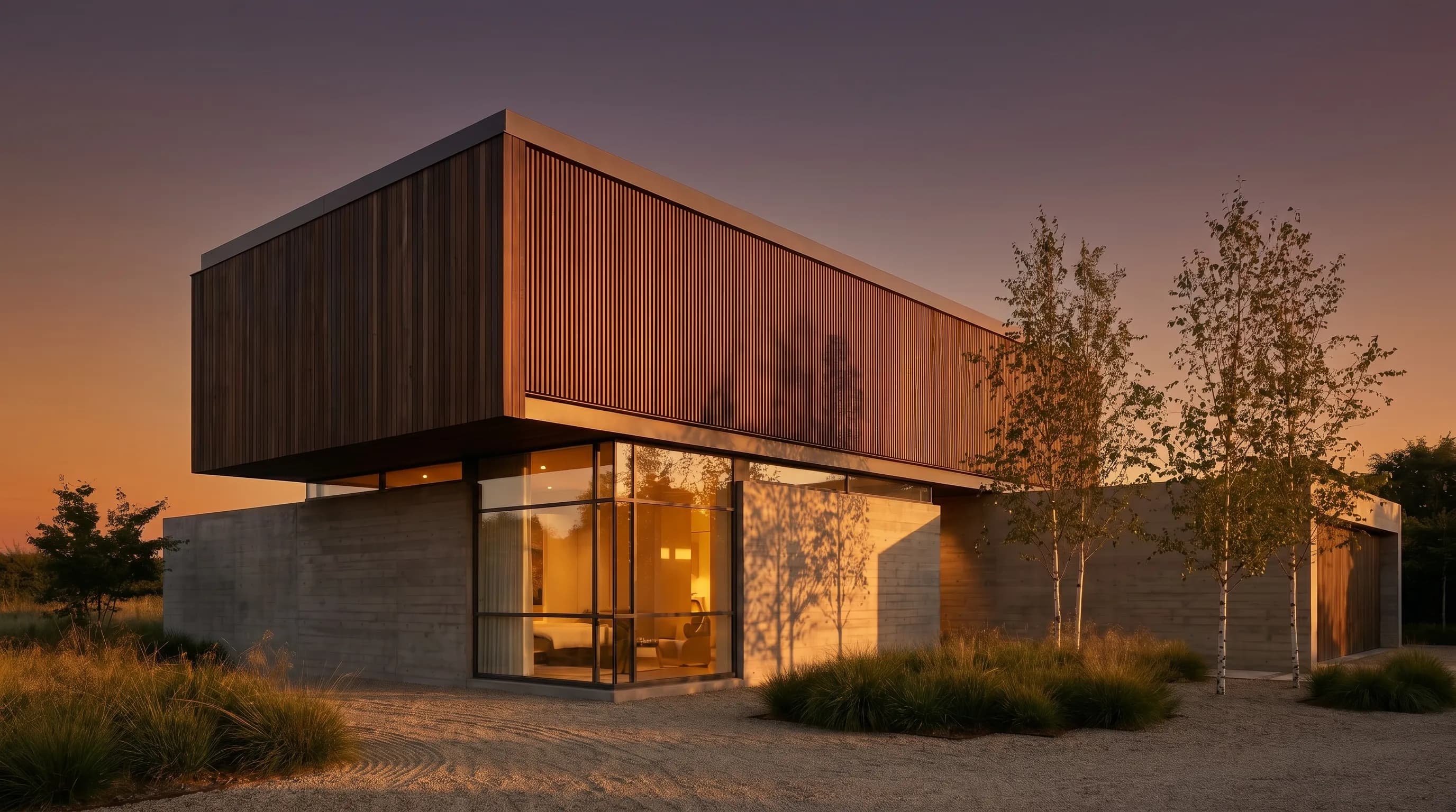 The same house at golden hour